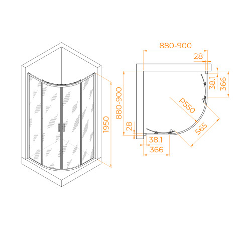 Душевой уголок RGW PA-52 (Прозрачное, 900x900) купить  в Сочи