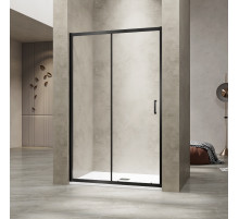 Душевая раздвижная дверь-купе в нишу PA-114B профиль черный (Прозрачное, 1600)