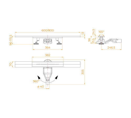 Душевой трап, обрезной, V-образный, сатин RGW SDR-53S (800) купить  в Сочи