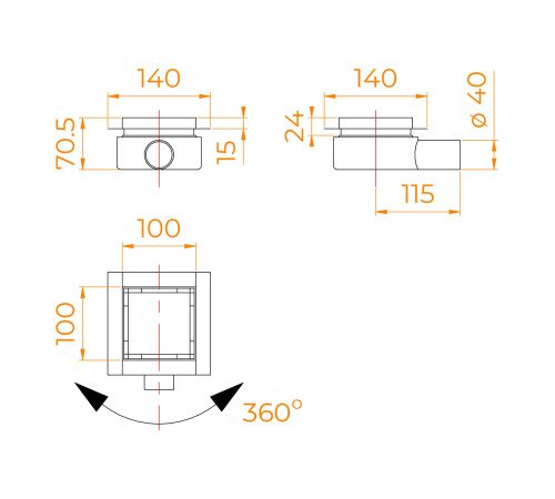 Душевой трап RGW SDR-10 квадратный, хром, металлическая крышка, горизонтальный слив (100x100) купить  в Сочи