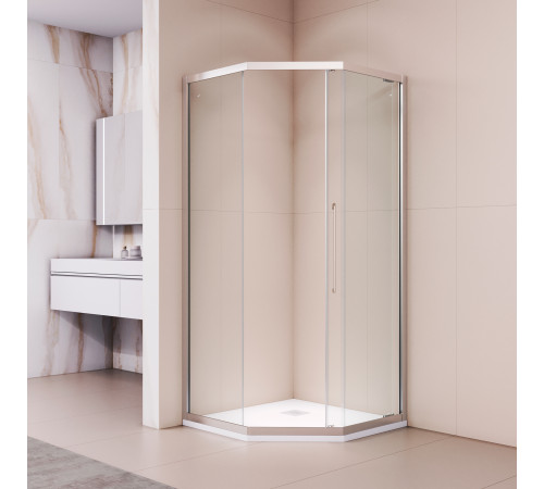 Душевой уголок стекло 6 мм, пятиугольный, форма трапеция, раздвижная дверь, RGW PA-86 (Прозрачное, 1000x1000) купить  в Сочи