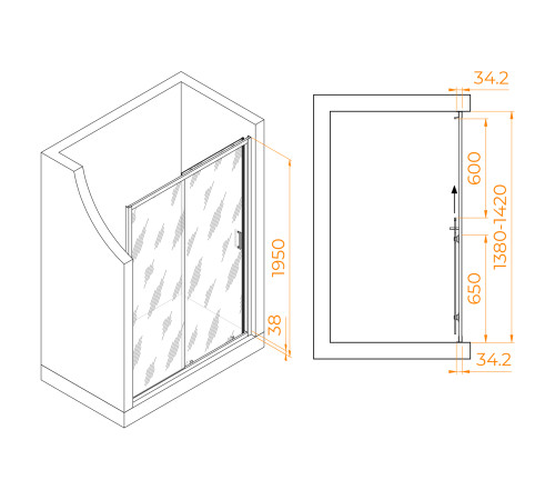 Душевая дверь RGW PA-14Gb (Прозрачное, 1400) купить  в Сочи
