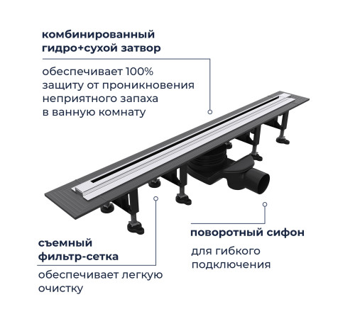 Душевой трап, обрезной RGW SDR-55 (800) купить  в Сочи