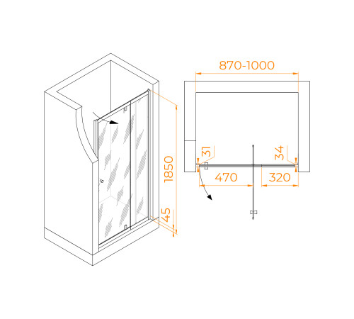 Душевая дверь RGW PA-02 NEW (Шиншилла, 900) купить  в Сочи