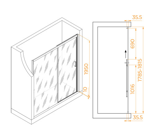 Душевая дверь RGW PA-017 (Прозрачное, 1800) купить  в Сочи