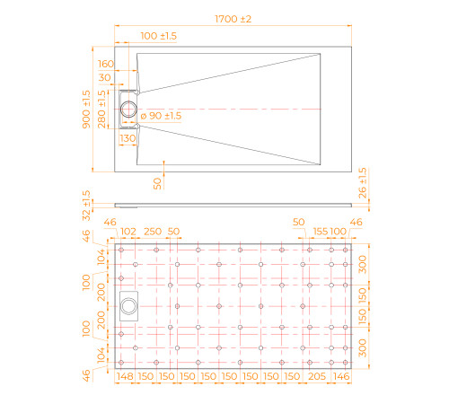 Душевой поддон прямоугольный RGW TUS-W Белый (900x1700) купить  в Сочи