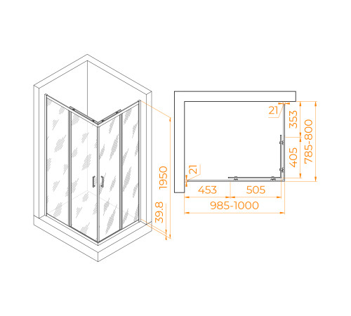 Душевой уголок RGW PA-040B (Прозрачное, 800x1000) купить  в Сочи