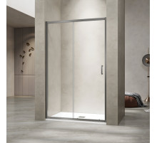 Душевая раздвижная дверь-купе в нишу PA-114Gr профиль серый (Прозрачное, 1800)
