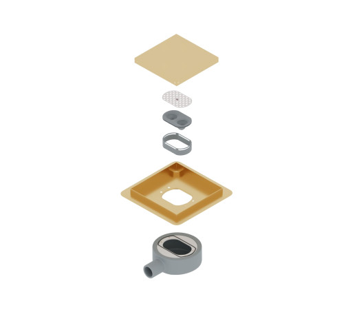 Душевой трап RGW SDR-10 квадратный, золото BRUSH, металлическая крышка, горизонтальный слив купить  в Сочи