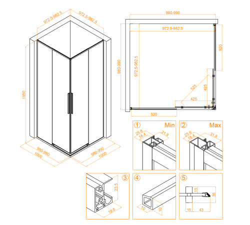 Душевой уголок RGW SV-31G (Прозрачное, 1000x1000) купить  в Сочи