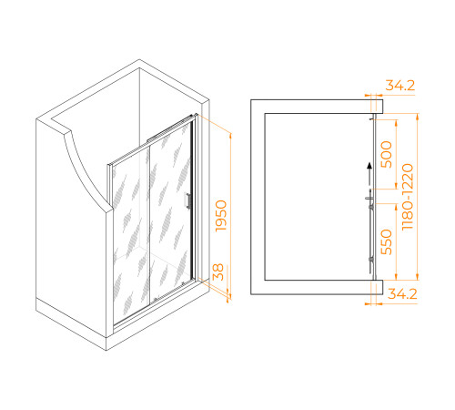 Душевая дверь RGW PA-14Gb (Прозрачное, 1200) купить  в Сочи
