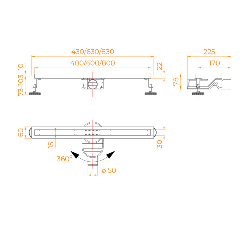 Душевой трап RGW SDR-54Gb (600) купить  в Сочи