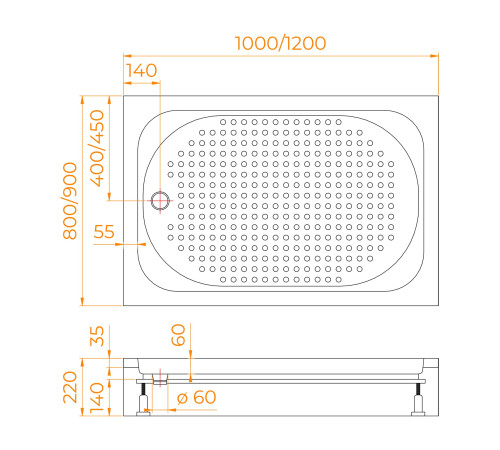Душевой поддон прямоугольный RGW LUX/TN (800x1000) купить  в Сочи