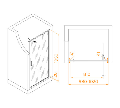 Душевая дверь RGW SV-05B (Рисунок - черный принт, 1000) купить  в Сочи