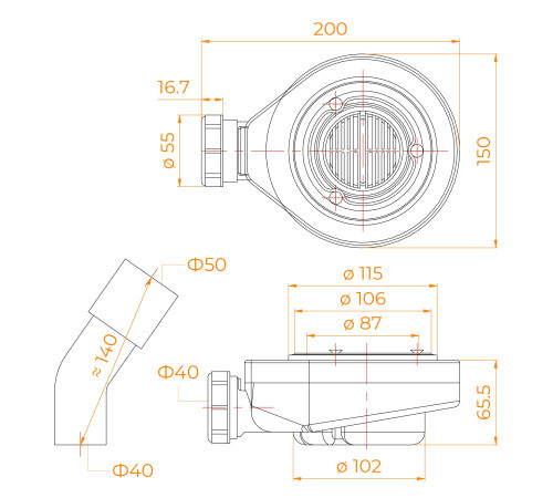 Сифон для душевых поддонов RGW S-016-1 Волна Пустыня 90 мм купить  в Сочи