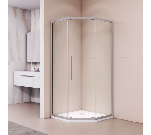 Душевой уголок стекло 6 мм, пятиугольный, форма трапеция, раздвижная дверь, RGW PA-86S (Прозрачное, 900x900) купить  в Сочи