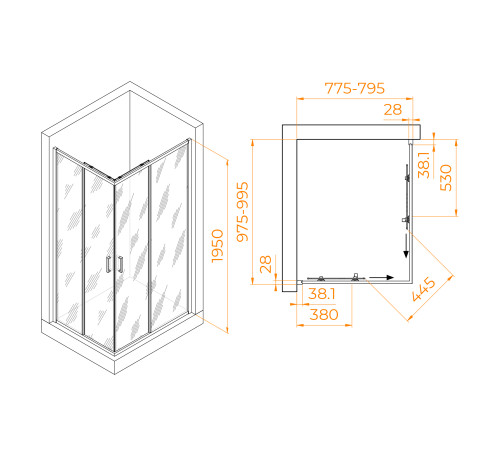 Душевой уголок RGW PA-246 (Прозрачное, 800x1000) купить  в Сочи