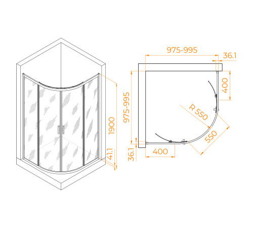 Душевой уголок RGW PA-51 (Прозрачное, 1000x1000) купить  в Сочи
