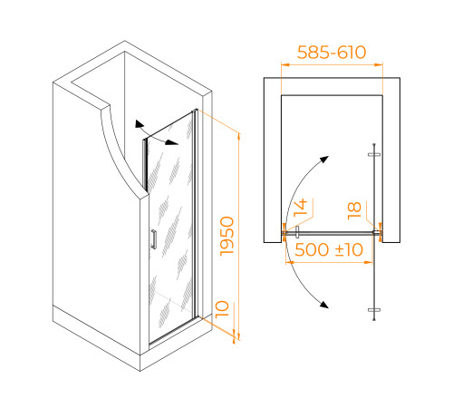 Душевая дверь RGW LE-003Gr (Матовое-Сатинат, 600) купить  в Сочи