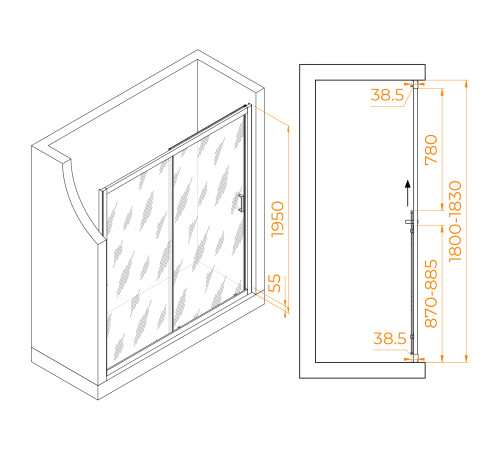 Душевая дверь RGW PA-016 (Матовое-Сатинат, 1800) купить  в Сочи
