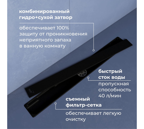 Душевой трап двухсторонний линейный, черный RGW SDR-22B (400) купить в Сочи Душевой трап двухсторонний линейный, черный RGW SDR-22B (400) купить в Сочи