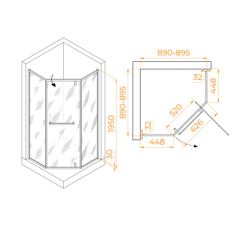 Душевой уголок RGW HO-084B (Тонированное (Серое), 900x900) купить  в Сочи
