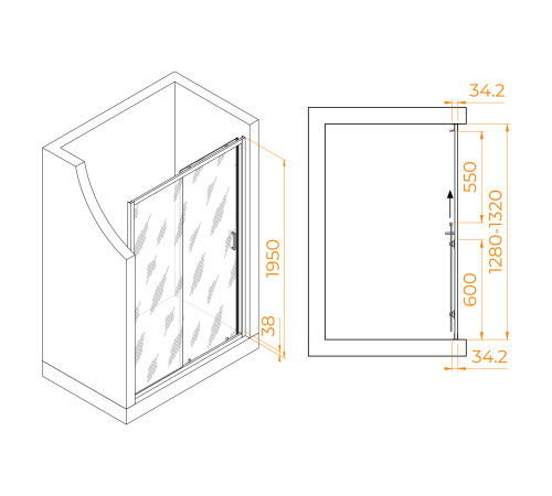 Душевая дверь RGW PA-14 (Прозрачное, 1300) купить  в Сочи