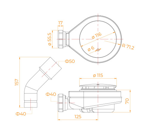 Сифон для поддонов RGW S-18B купить  в Сочи