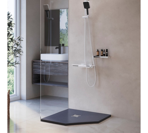 Душевой поддон трапеция RGW ST/T-G Графит (1000x1000) купить  в Сочи