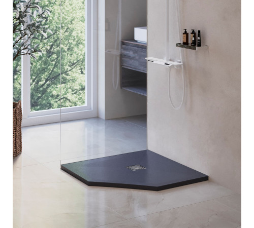 Душевой поддон трапеция RGW ST/T-G Графит (1000x1000) купить  в Сочи