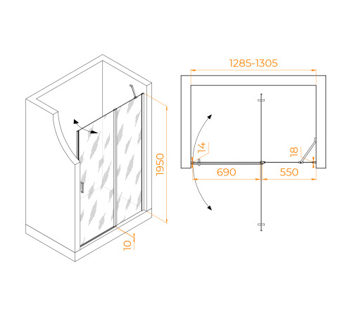 Душевая дверь RGW LE-004 (Прозрачное, 1300) купить  в Сочи