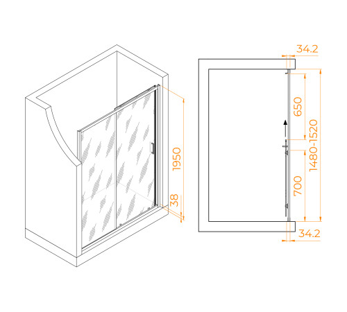 Душевая дверь RGW PA-14Gr (Прозрачное, 1500) купить  в Сочи