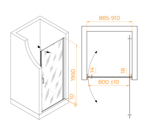 Душевая дверь RGW LE-003Gr (Прозрачное, 900) купить  в Сочи
