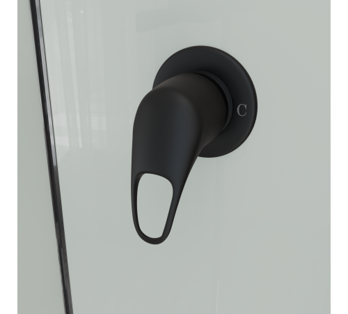 Душевая кабина полукруг, раздвижные двери, стеклянная, профиль чёрный- RGW AN-208B (Прозрачное, 1000x1000) купить  в Сочи