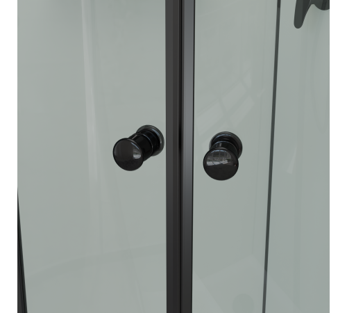 Душевая кабина полукруг, раздвижные двери, стеклянная, профиль чёрный- RGW AN-208B (Прозрачное, 1000x1000) купить  в Сочи