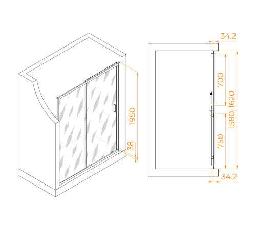 Душевая дверь RGW PA-14B (Прозрачное, 1600) купить  в Сочи