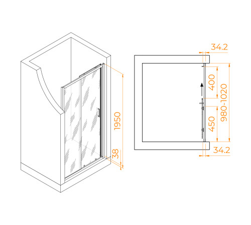 Душевая дверь RGW PA-14Gb (Прозрачное, 1000) купить  в Сочи