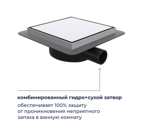 Душевой трап RGW SDR-10 квадратный, хром, металлическая крышка, горизонтальный слив (150x150) купить  в Сочи