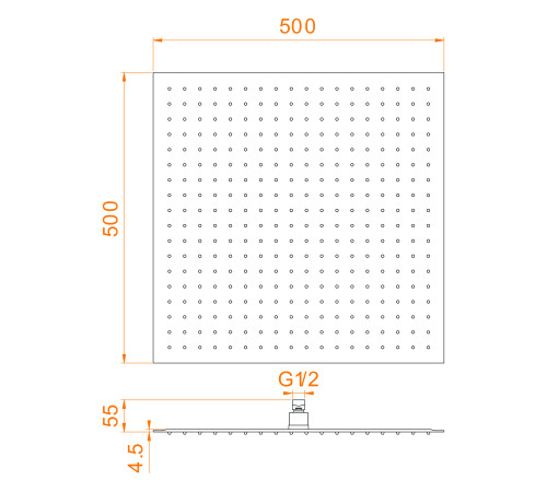 Верхний душ 3D квадратный RGW SP-82 (Хром, 500x500) купить  в Сочи