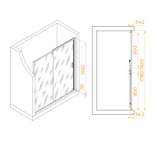 Душевая дверь RGW PA-14 (Прозрачное, 1800) купить  в Сочи