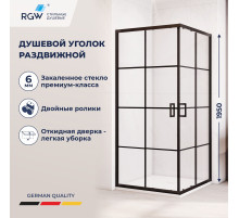 Душевой уголок квадратный с раздвижными дверями - RGW PA-34B (Рисунок-черный принт (по периметру профиль), 900x900)