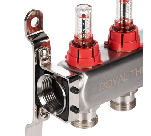 Коллектор Royal Thermo нерж. в сборе с расходомерами 1" ВР-3/4" НР с автомат. воздухоотвод-ми 2 вых. купить в Сочи Коллектор Royal Thermo нерж. в сборе с расходомерами 1" ВР-3/4" НР с автомат. воздухоотвод-ми 2 вых. купить в Сочи