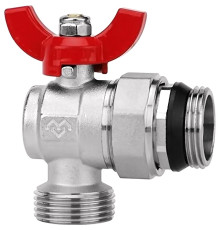 Комплект угловых шаровых кранов VARMEGA, НР 1"x1", с разъемным соединением, для коллектор. групп