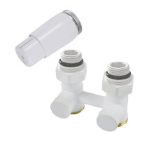 Комплект узла нижнего подкл SCHLOSSER прямой STANDARD 3/4" (белый) с термоголовкой М30х1,5, ниппеля 1/2"Х3/4"