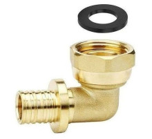 Угол VARMEGA Slide-fit 90 гр., ВР, 16x1/2", с накидн. гайкой, аксиальный, латунь, VM51911