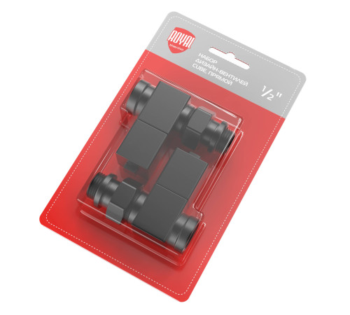 Набор дизайн-вентилей Royal Thermo CUBE, прямой (черный) 1/2" купить  в Сочи