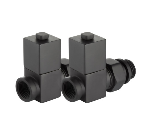 Набор дизайн-вентилей Royal Thermo CUBE, прямой (черный) 1/2" купить  в Сочи