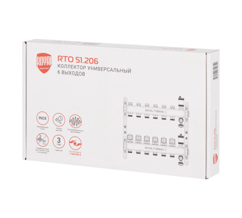 Коллектор Royal Thermo нерж. в сборе универсальный 1" ВР-3/4" НР с автомат. воздухоотвод-ми 6 вых. купить в Сочи Коллектор Royal Thermo нерж. в сборе универсальный 1" ВР-3/4" НР с автомат. воздухоотвод-ми 6 вых. купить в Сочи