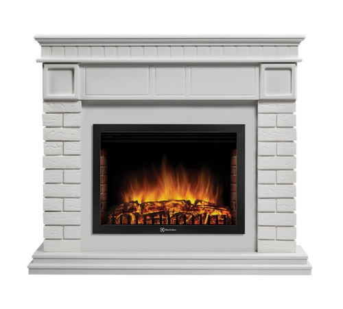 Каминокомплект: Очаг Electrolux EFP/P-2520LS N, портал Bricks 25 камень белый, белая эмаль купить в Сочи Каминокомплект: Очаг Electrolux EFP/P-2520LS N, портал Bricks 25 камень белый, белая эмаль купить в Сочи