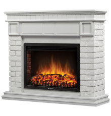 Каминокомплект: Очаг Electrolux EFP/P-2520LS N, портал Bricks 25 камень белый, белая эмаль